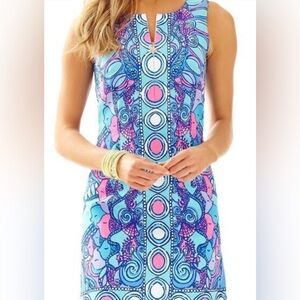 NWT Lilly Pulitzer Abigail Sea Jewels Vibrant Blue‎ Pink Shift Summer Dress  4